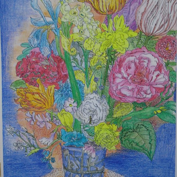 模写・ヤン・ブリューゲル「ガラスの花瓶に入った花束」 （1640-1645）