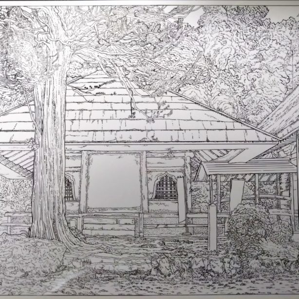 「竹林寺」塗り絵用・下書き