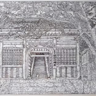 尾道百景『摩訶衍寺大門』（下書き）