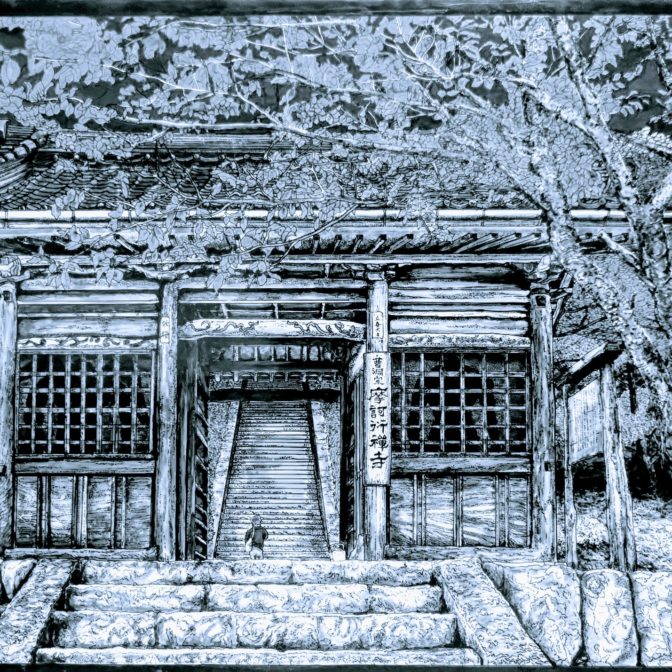 あお版・諸処尾道百景『魔訶衍寺・ばんしゅうざくら桜の大紋』